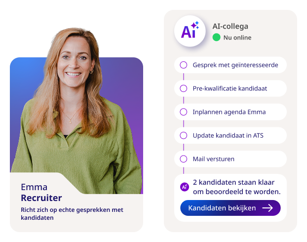 Recruiter doet het mensenwerk, AI collega het handmatige werk